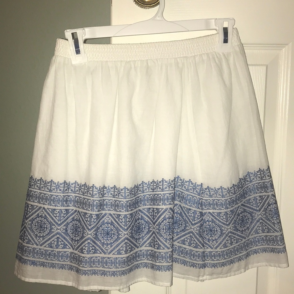 White skirt with blue detail